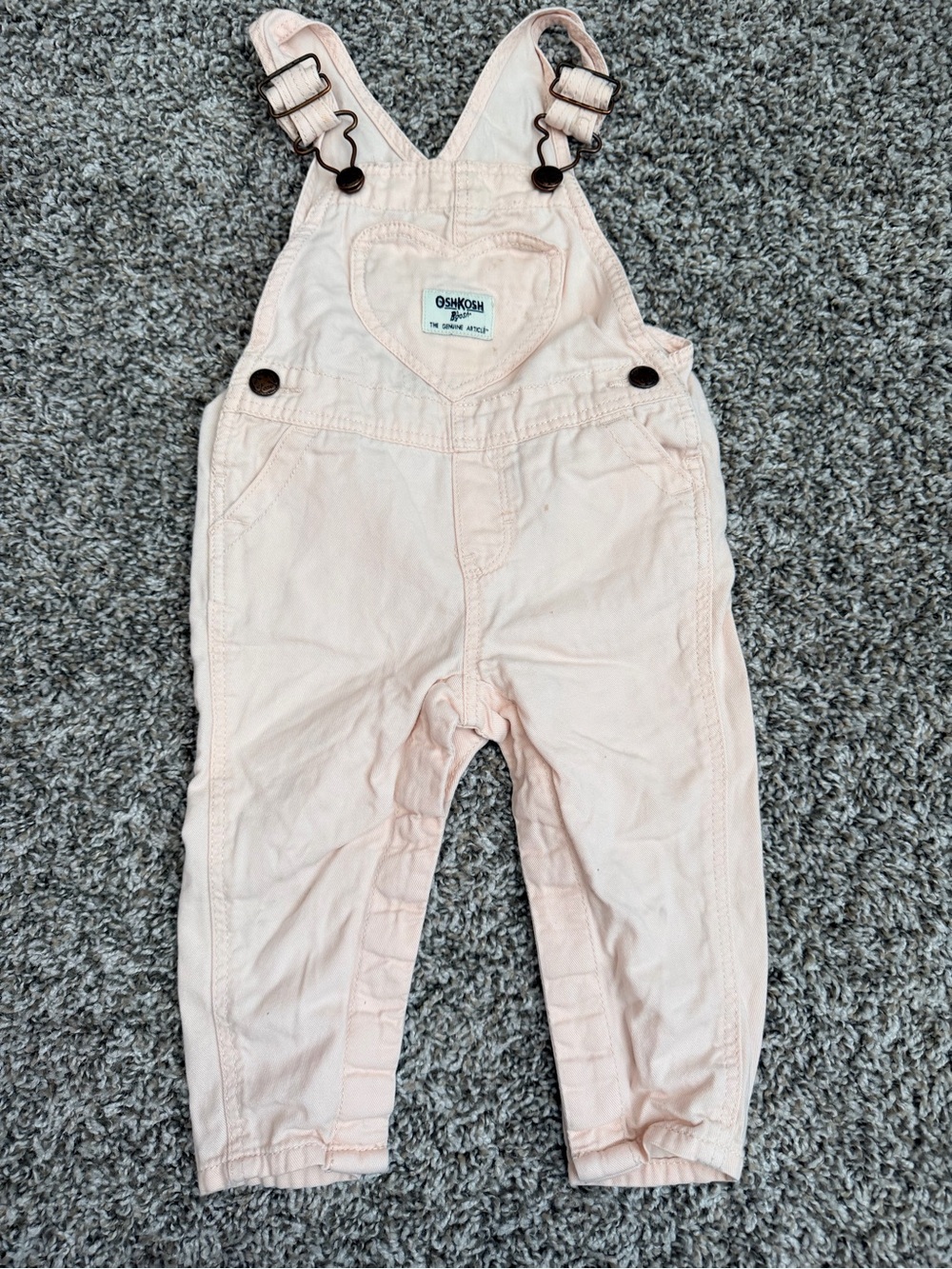 OshKosh B'gosh Light Pink Heart Pocket Overalls